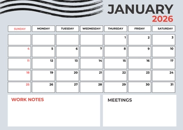 Free January 2026 Calendar for Work Template to Edit Online