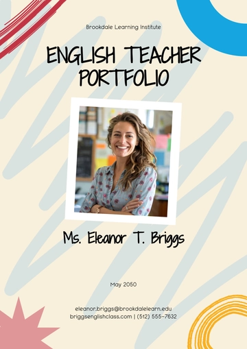 Free English Teacher Portfolio Cover Page Template to Edit Online