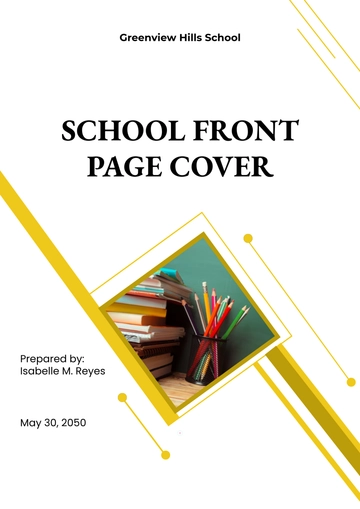 Free School Front Page Cover Page Template to Edit Online