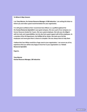 Job Recommendation Letter Job Recommendation Letter