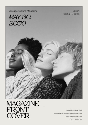 Free Magazine Front Cover Page Template to Edit Online