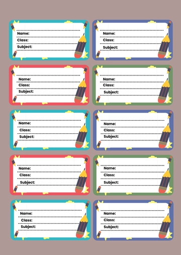 Printable Color Label for Notebook Template to Download