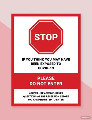 Stop for COVID 19 Screening Questions Sign Template