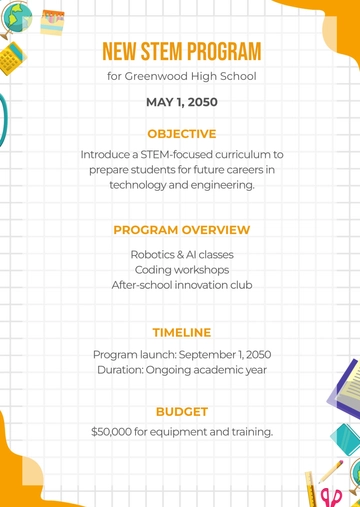Free One Page Proposal Outline for Education Template to Edit Online