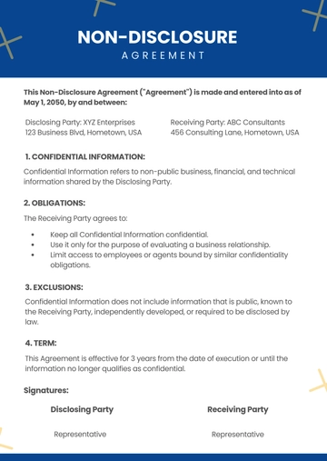 Free One Page Non Disclosure Agreement NDA Template to Edit Online