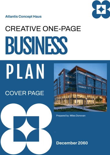 Free Creative One-Page Business Plan Cover Page Template to Edit Online