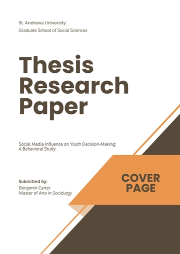 Free Thesis Research Paper Cover Page Template to Edit Online