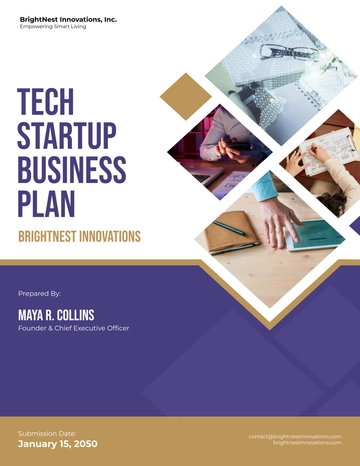 Free Startup Business Plan Cover Page Template to Edit Online