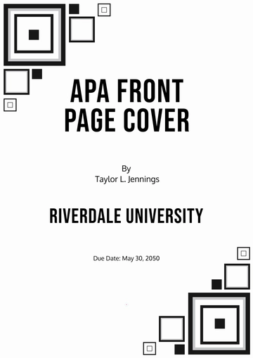 Free Black and White APA Front Cover Page Template to Edit Online