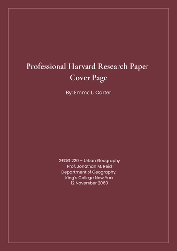 Free Professional Harvard Research Paper Cover Page Template to Edit Online