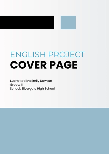 Free English Project Cover Page Template to Edit Online