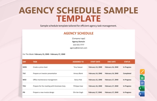Agency Schedule Sample Template