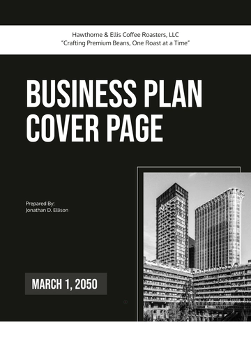 Free Black Editable Business Plan Cover Page Template to Edit Online
