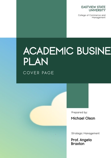 Free Academic Business Plan Cover Page Template to Edit Online