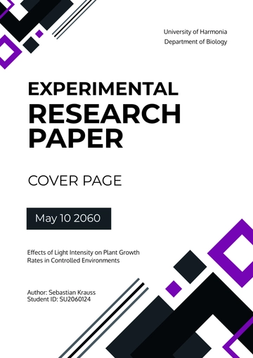 Free Experimental Research Paper Cover Page Template to Edit Online