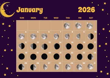 Free January 2026 Moon Calendar Template to Edit Online