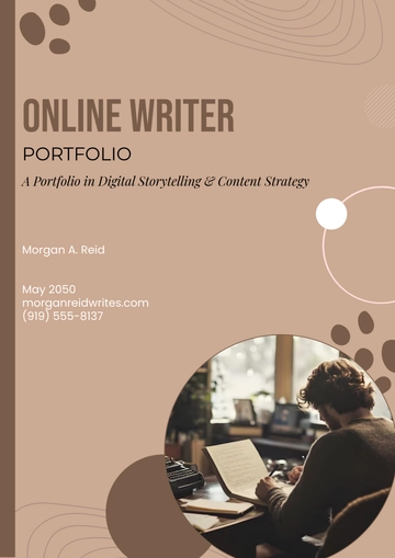 Free Online Writer Portfolio Cover Page Template to Edit Online