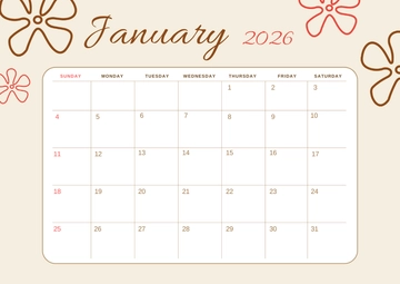 Free Printable January 2026 Calendar Template to Edit Online