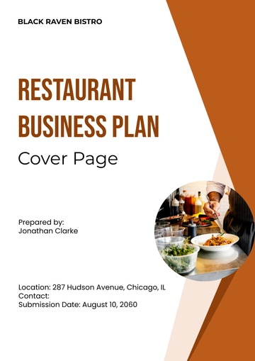 Free Restaurant Business Plan Cover Page Template to Edit Online