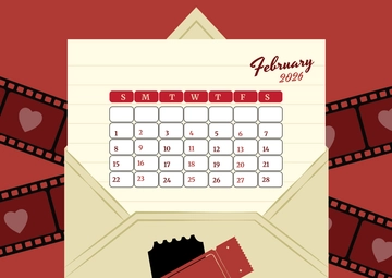 Free Bold February 2026 Calendar Design Template to Edit Online