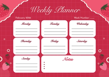 Free Creative February 2026 Weekly Calendar Template to Edit Online