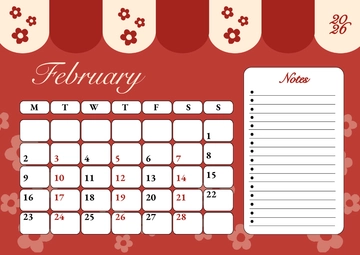 Free February 2026 Calendar with Floral Design Template to Edit Online