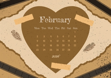 Free Vintage February 2026 Calendar Template to Edit Online
