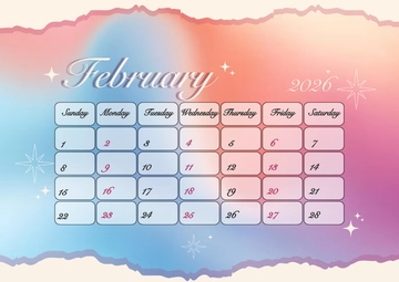 Free Modern February 2026 Patterned Calendar Template to Edit Online