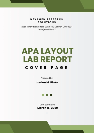 Free APA Layout Lab Report Cover Page Template to Edit Online