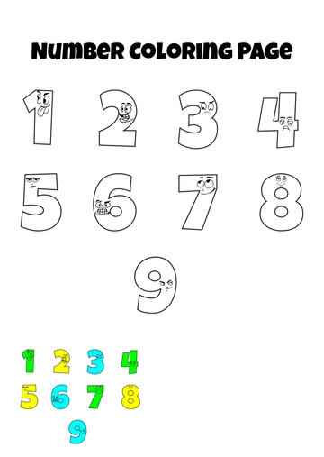 Free Printable Number Coloring Page Template to Edit Online