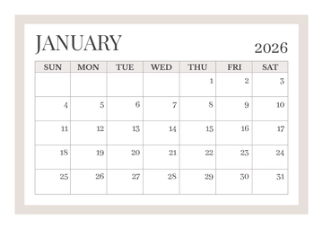 Free Simple Printable Calendar Template to Edit Online