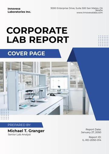 Free Corporate Lab Report Cover Page Template to Edit Online