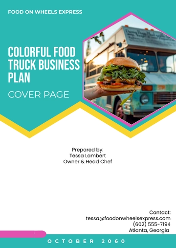 Free Colorful Food Truck Business Plan Cover Page Template to Edit Online