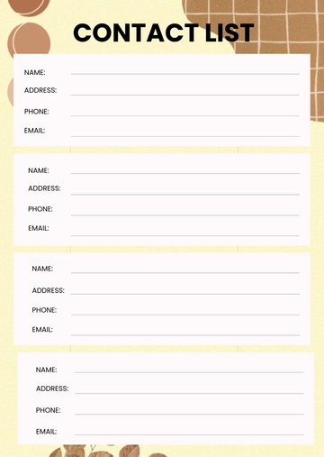Modern Printable Contact Lists Template to Download