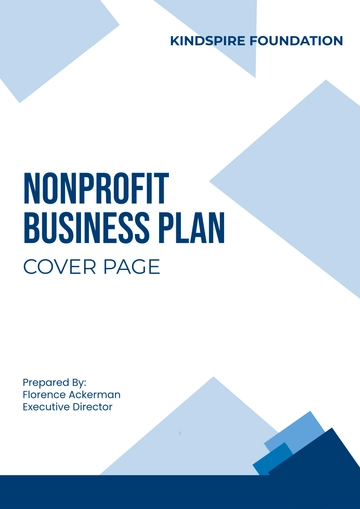 Free Blue Nonprofit Business Plan Cover Page Template to Edit Online