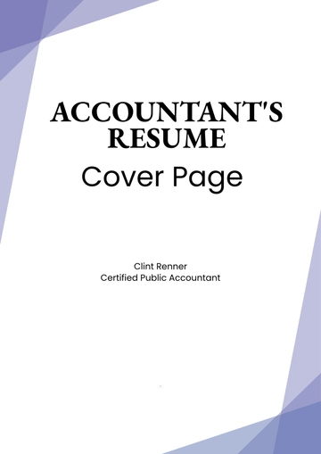 Free Accountants Resume Cover Page Template to Edit Online