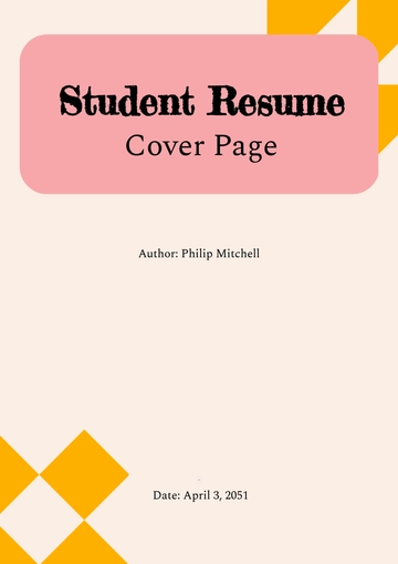 Free Students Resume Cover Page Template to Edit Online