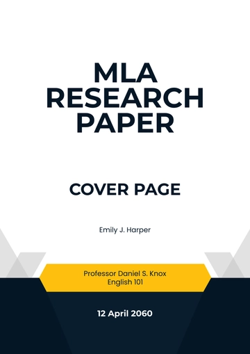 Free MLA Research Paper Cover Page Template to Edit Online