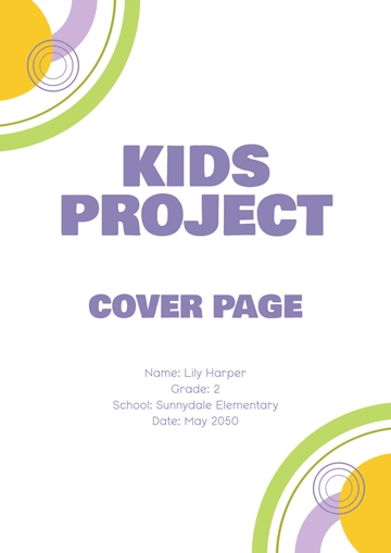 Free Colorful Kids Project Cover Page Template to Edit Online