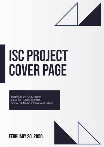 Free ISC Project Cover Page Template to Edit Online
