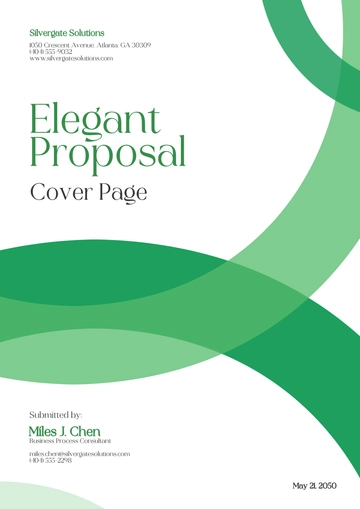 Free Green Elegant Proposal Cover Page Template to Edit Online
