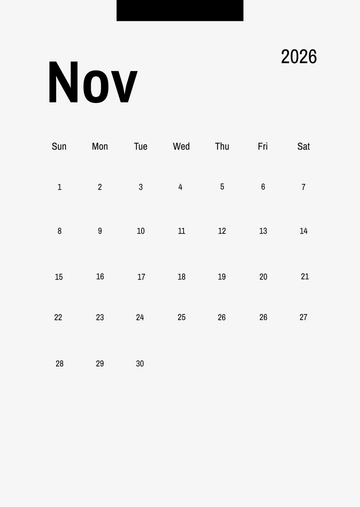 Free November 2026 Calendar Template to Edit Online