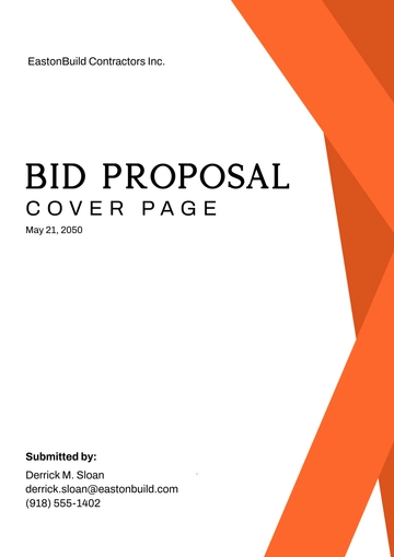 Free Bid Proposal Cover Page Template to Edit Online