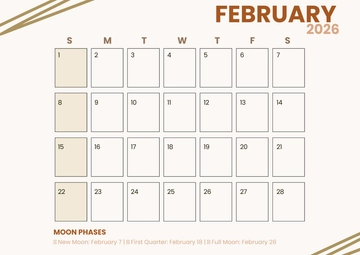Free Monochrome February 2026 Calendar Template to Edit Online