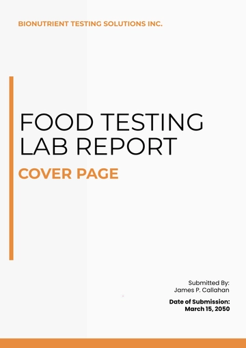 Free Food Testing Lab Report Cover Page Template to Edit Online