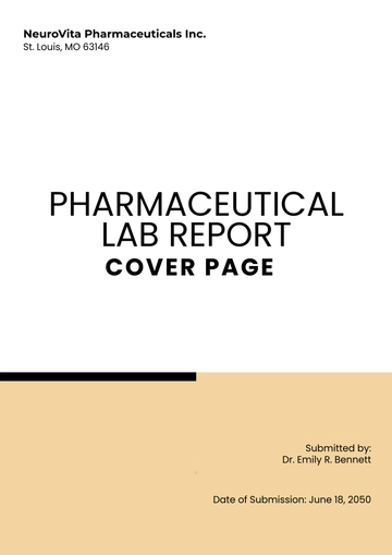 Free Pharmaceutical Lab Report Cover Page Template to Edit Online