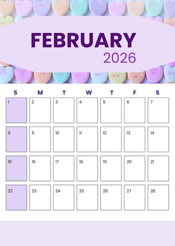 Free Blank February 2026 Planner Calendar Template to Edit Online