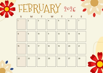 February 2026 Landscape Calendar Template