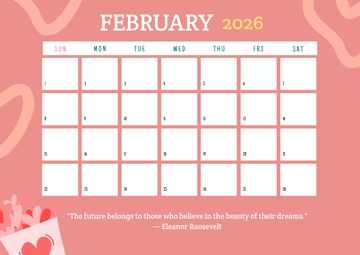 Free February 2026 Calendar with Quotes Template to Edit Online
