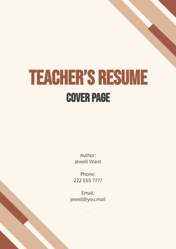Free Teachers Resume Cover Page Template to Edit Online